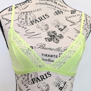 AERIE | Women's Neon Green Unpadded Adjustable Lace Detailed Triangle Bralette